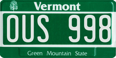VT license plate OUS998
