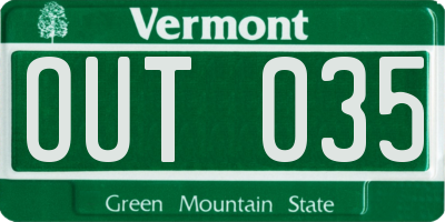 VT license plate OUT035
