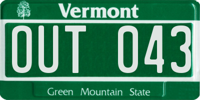 VT license plate OUT043