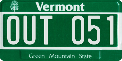 VT license plate OUT051