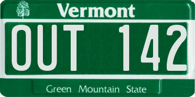VT license plate OUT142