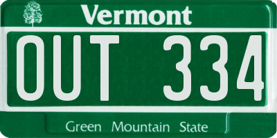 VT license plate OUT334
