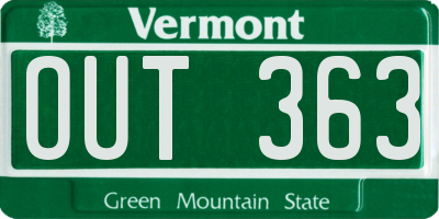 VT license plate OUT363