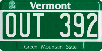VT license plate OUT392