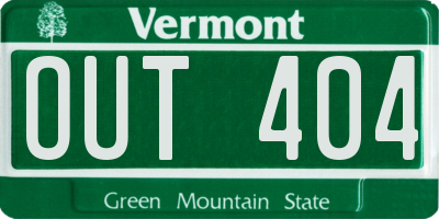 VT license plate OUT404