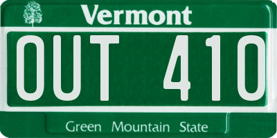 VT license plate OUT410