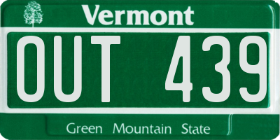 VT license plate OUT439