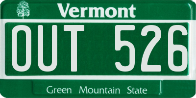 VT license plate OUT526