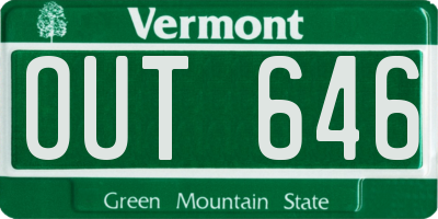 VT license plate OUT646