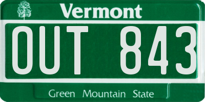 VT license plate OUT843