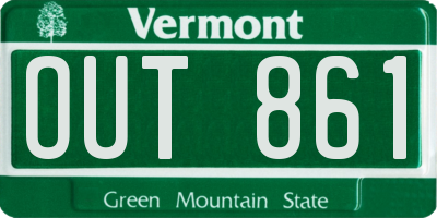 VT license plate OUT861