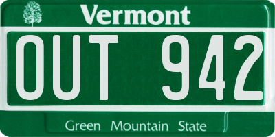 VT license plate OUT942