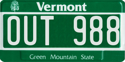 VT license plate OUT988