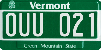 VT license plate OUU021