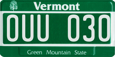 VT license plate OUU030