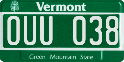 VT license plate OUU038
