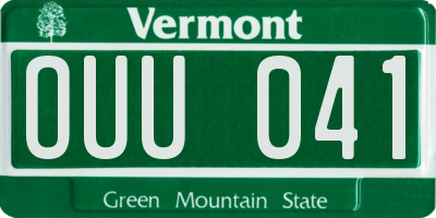 VT license plate OUU041