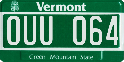 VT license plate OUU064