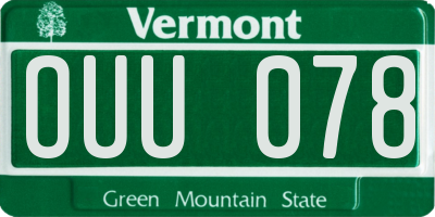 VT license plate OUU078