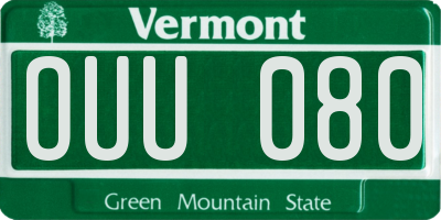 VT license plate OUU080