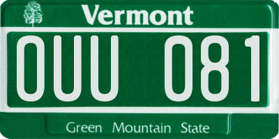 VT license plate OUU081