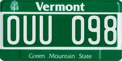VT license plate OUU098