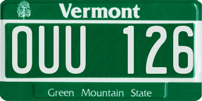 VT license plate OUU126