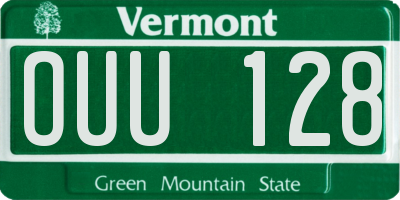 VT license plate OUU128