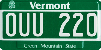 VT license plate OUU220
