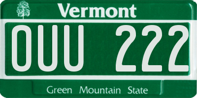 VT license plate OUU222