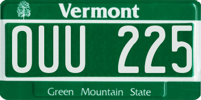 VT license plate OUU225