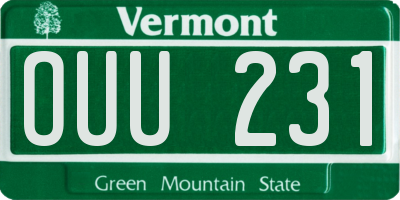 VT license plate OUU231