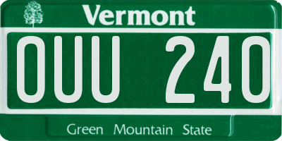 VT license plate OUU240