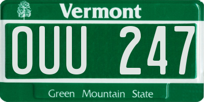 VT license plate OUU247