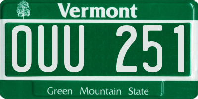 VT license plate OUU251