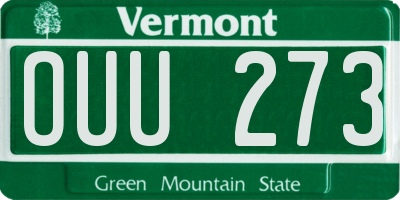 VT license plate OUU273