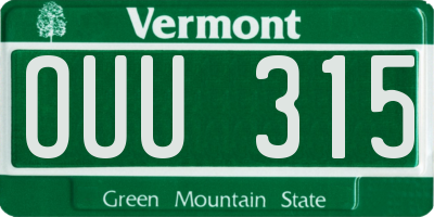VT license plate OUU315