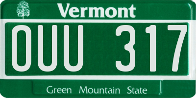 VT license plate OUU317