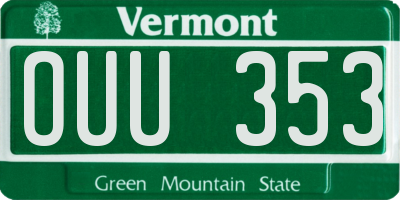 VT license plate OUU353