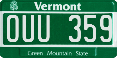 VT license plate OUU359