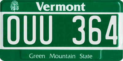 VT license plate OUU364