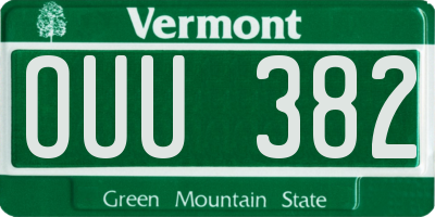 VT license plate OUU382
