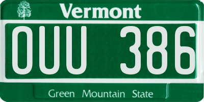 VT license plate OUU386