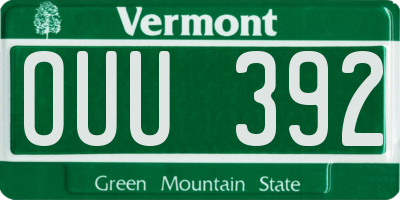 VT license plate OUU392