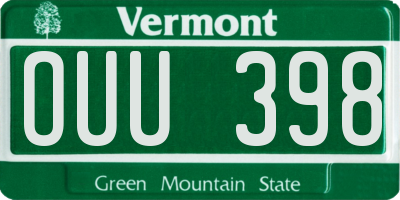 VT license plate OUU398