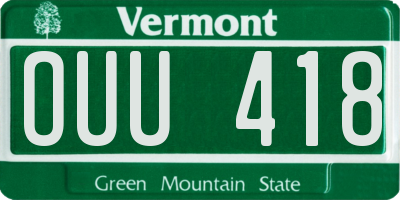 VT license plate OUU418