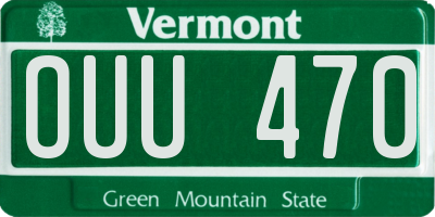 VT license plate OUU470