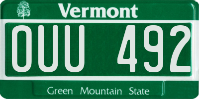 VT license plate OUU492