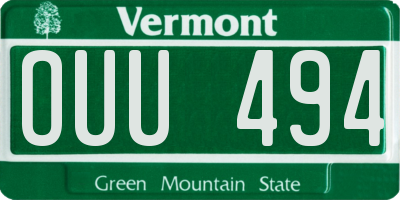 VT license plate OUU494