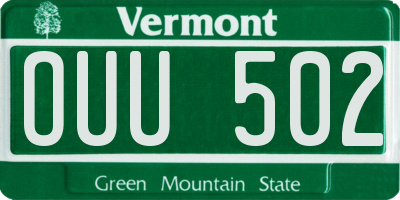 VT license plate OUU502